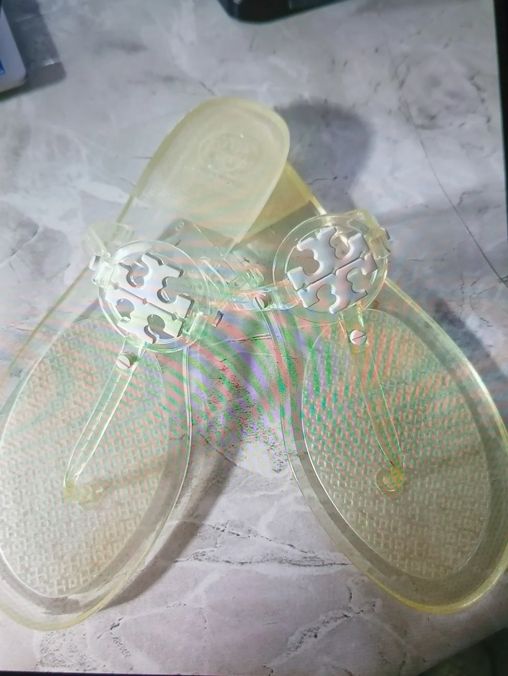 Tory Burch Womens Mini Miller Jelly Clear Slip-On Thong Sandals Size 9